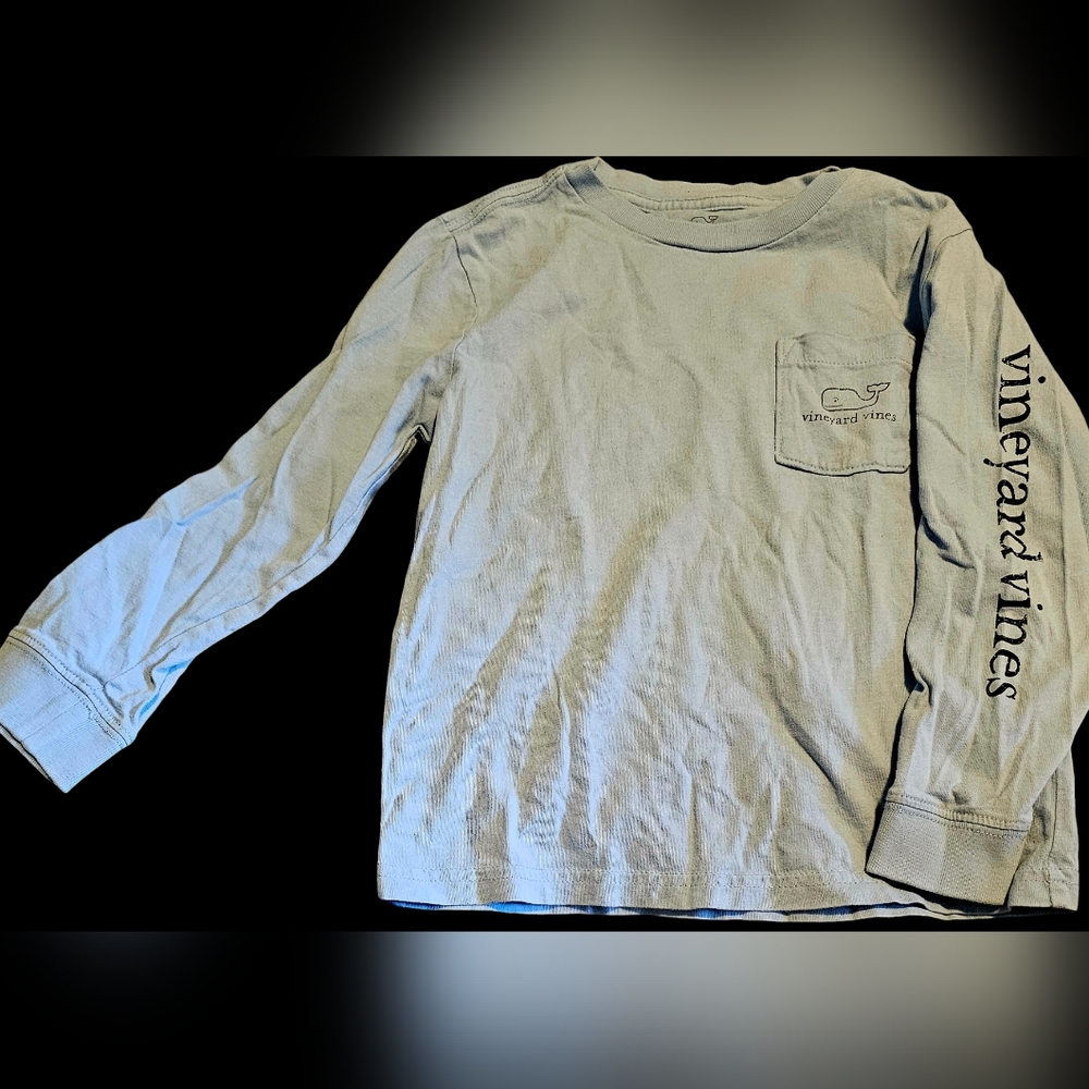 Vineyard Vines Boys Whale Pocket Long-Sleeve T-Shirt in Darker Sky Blue, Size 5